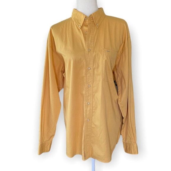 Bugle Boy Button Front Marigold Cotton Long Sleeve Shirt SZ L VTG - Picture 1 of 12